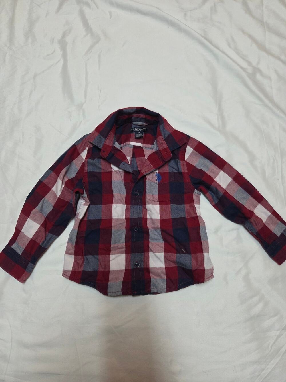 U.S. Polo Assn. Red, Navy & White Plaid Button-Down Shirt - Kids 2T